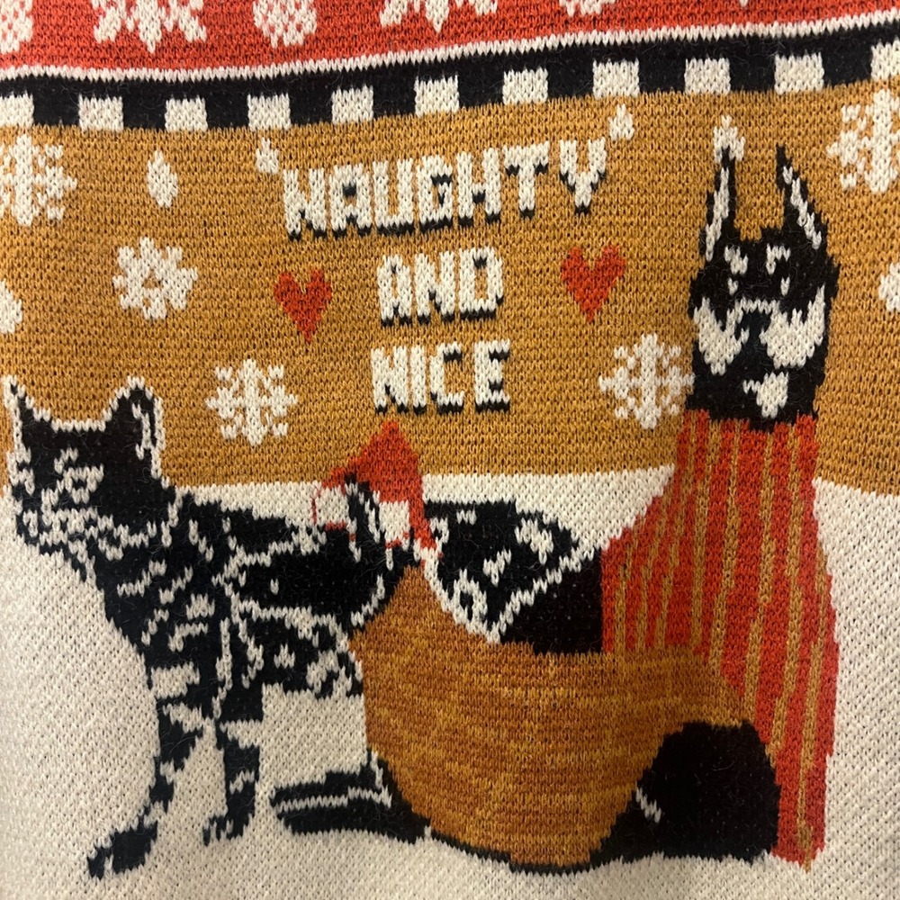Farm Rio Naughty Nice Holiday Fair Isle Knit Sweater Multicolor NWT XS - Picture 2 of 6